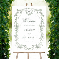 Classic French Floral Sage Green Wedding Willkomme