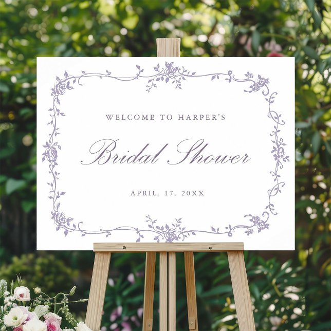 Classic French Lavender Bridal Shower Welcome Poster (Von Creator hochgeladen)
