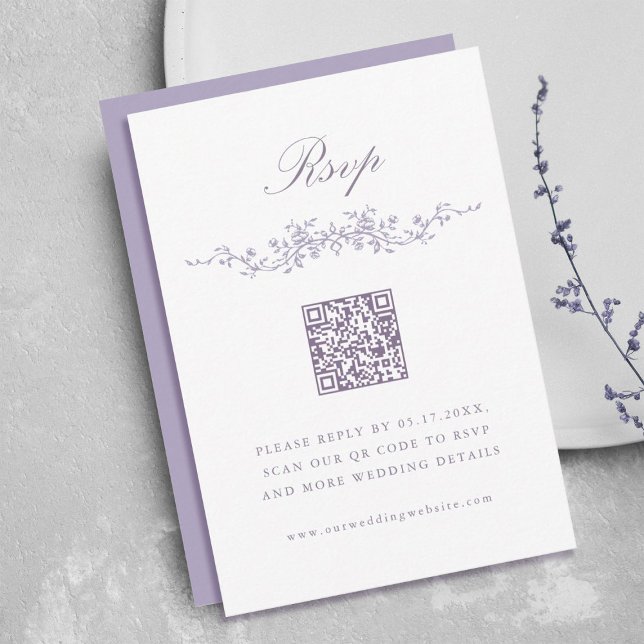 Classic French Lavender Floral Border Wedding RSVP Einladung (Von Creator hochgeladen)