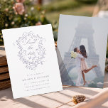 Classic French Lavender Floral Crest Wedding Photo Save The Date<br><div class="desc">This flat wedding save the date card features a classic French Victorian lavender floral crest,  with a photo on the back. For more advanced customization of this design,  please click the BLUE DESIGN TOOL BUTTON above!</div>