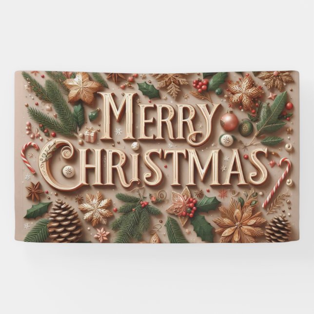 Classic Frohe Weihnachtsgrün Banner (Horizontal)