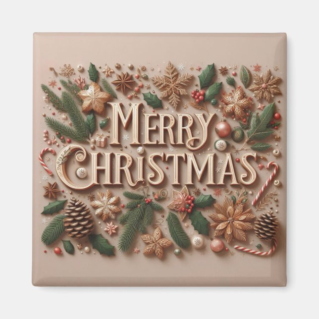 Classic Frohe Weihnachtsgrün Magnet (Vorne)