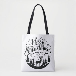 Classic Frory Christmas Deer and Tree Design Art Tasche