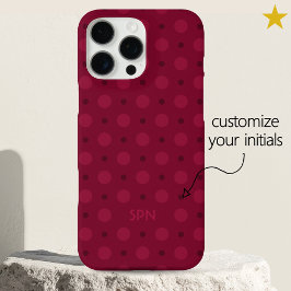 Classic Fuchsia Pink Dots Custom Name Initials iPhone 16 Pro Max Hülle