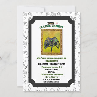 Classic Gamers Anniversaire Maladie Box Invitation