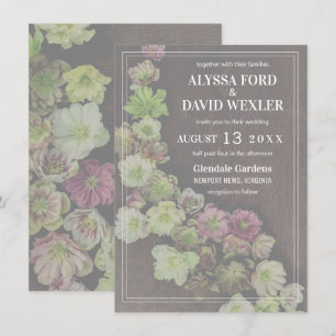 CLASSIC Garden Hellebore Wood Wedding Einladung
