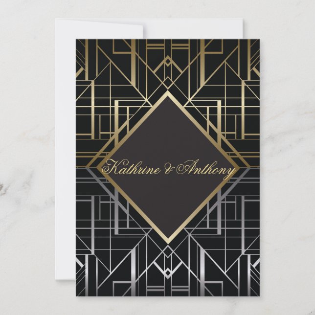 Classic Gatsby Deco Faire-part de mariage G (Devant)