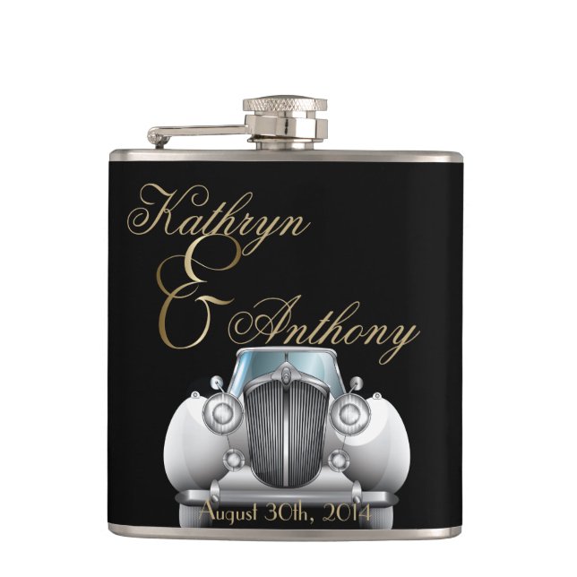 Classic Gatsby Deko Wedding Groom - Geschenk Flachmann (Vorderseite)