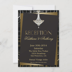 Classic Gatsby Deko Wedding Reception Einladung