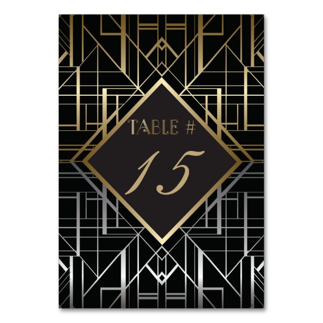 Classic Gatsby Deko Wedding Tischnummer (Vorderseite)