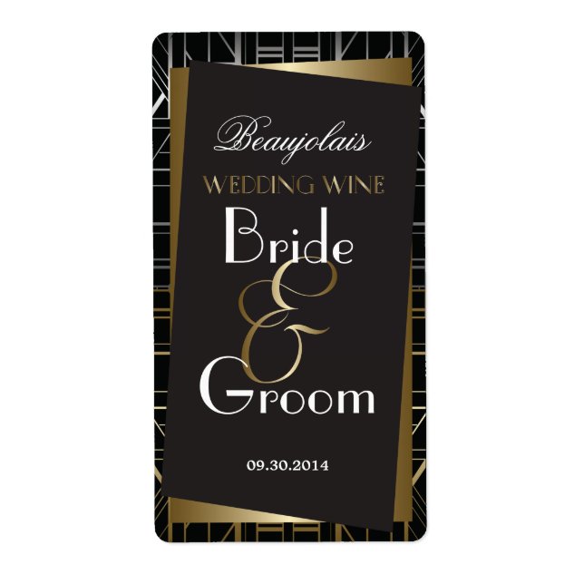 Classic Gatsby Deko Wedding Wine Label (Vorne)