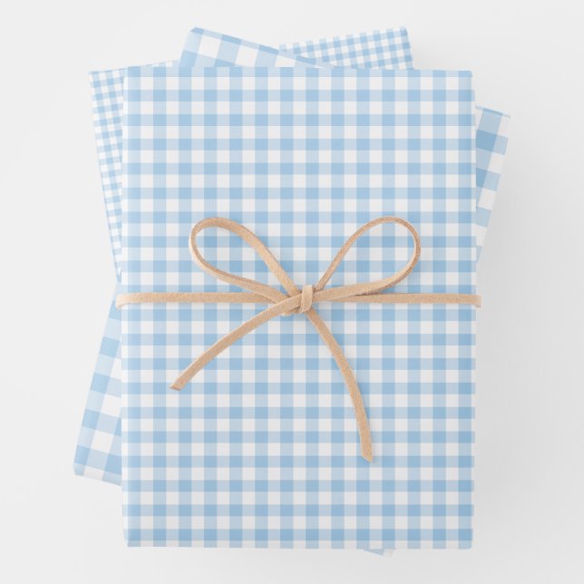 Classic Gingham Baby Blue Geschenkpapier Set (Beispiel)