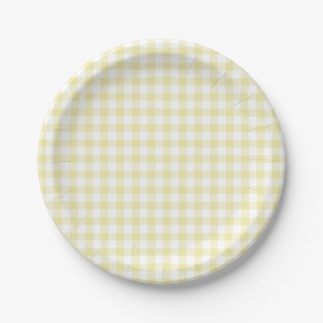 Classic Gingham Butter Yellow Pappteller (Vorderseite)
