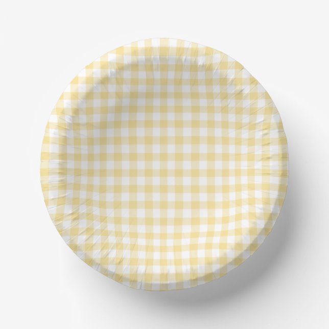 Classic Gingham Canary Yellow Pappteller (Vorderseite)