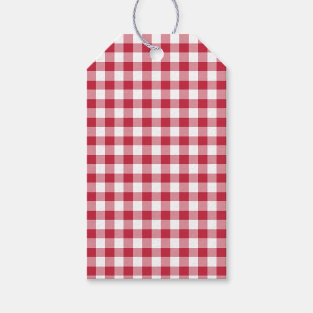 Classic Gingham Cherry Red Geschenkanhänger (Vorderseite)