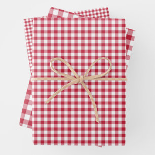Classic Gingham Cherry Red Geschenkpapier Set
