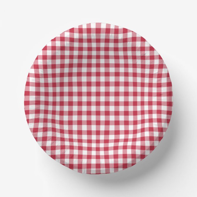Classic Gingham Cherry Red Pappteller (Vorderseite)