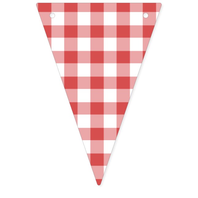 Classic Gingham Coral Red Wimpelkette (Erste Fahne)