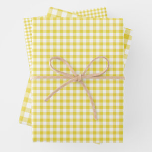 Classic Gingham Golden Yellow Geschenkpapier Set