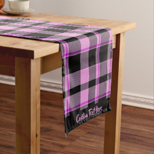 Classic Gingham Hot Pink Black Kariert Tartan Kurzer Tischläufer