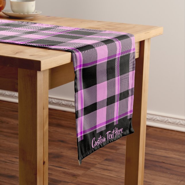 Classic Gingham Hot Pink Black Kariert Tartan Kurzer Tischläufer (Beispiel)