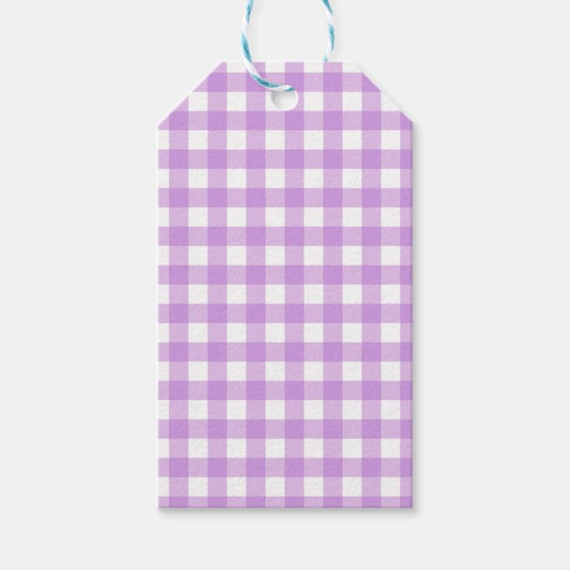 Classic Gingham Karo Kariert Pattern Lilac Geschenkanhänger (Vorderseite)