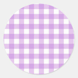 Classic Gingham Karo Kariert Pattern Lilac Runder Aufkleber