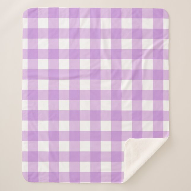 Classic Gingham Karo Kariert Pattern Lilac Sherpadecke (Vorderseite)