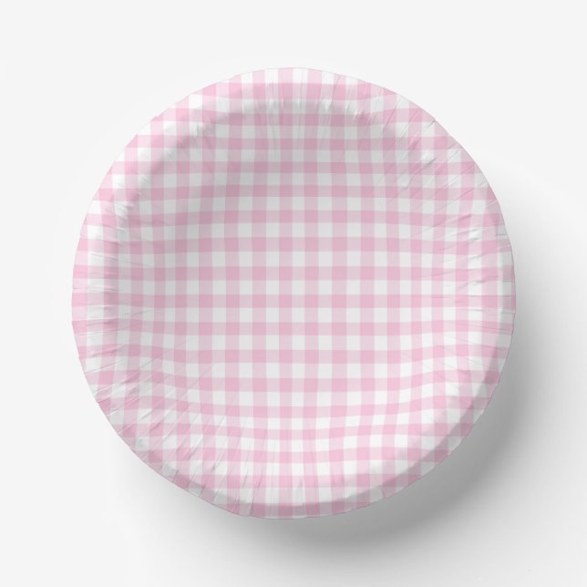 Classic Gingham Light Pink Pappteller (Vorderseite)