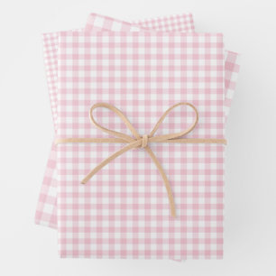 Classic Gingham Pink Geschenkpapier Set