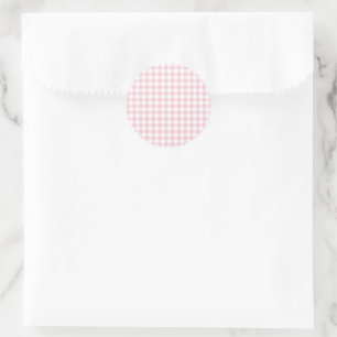 Classic Gingham Pink Runder Aufkleber