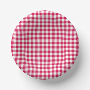 Classic Gingham Raspberry Pappteller