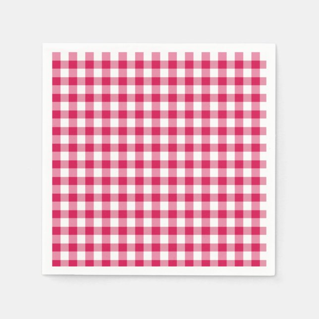 Classic Gingham Raspberry Serviette (Vorderseite)