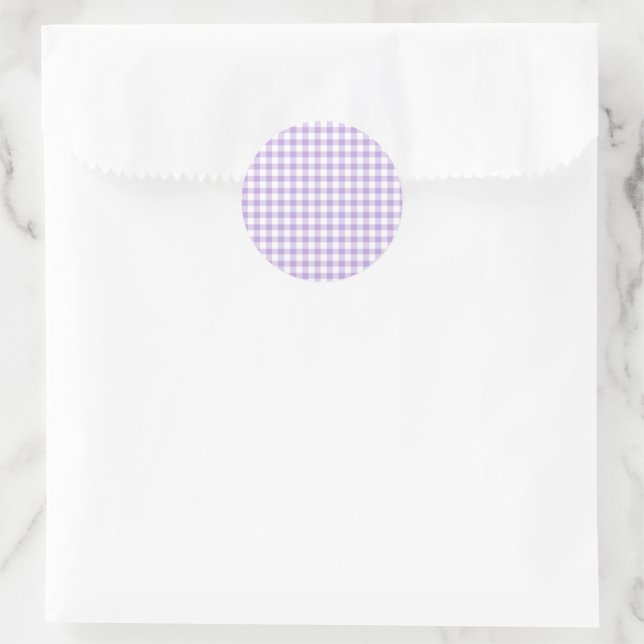 Classic Gingham Soft Lavender Runder Aufkleber (Tasche)