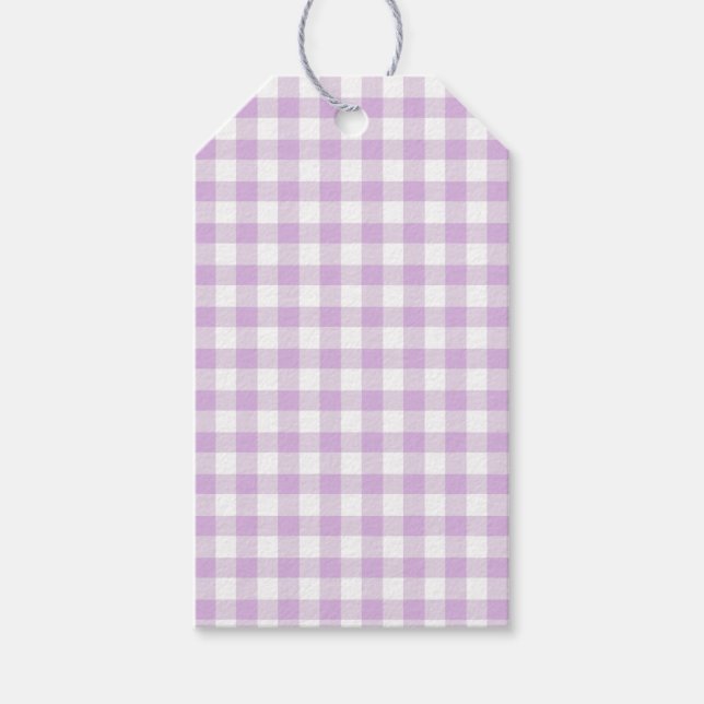 Classic Gingham Soft Lilac Geschenkanhänger (Vorderseite)