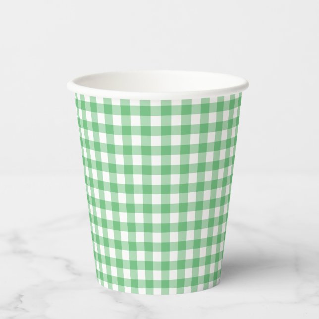 Classic Gingham Summer Green Pappbecher (Vorderseite)