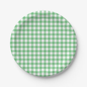 Classic Gingham Summer Green Pappteller