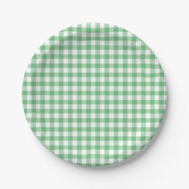 Classic Gingham Summer Green Pappteller (Vorderseite)