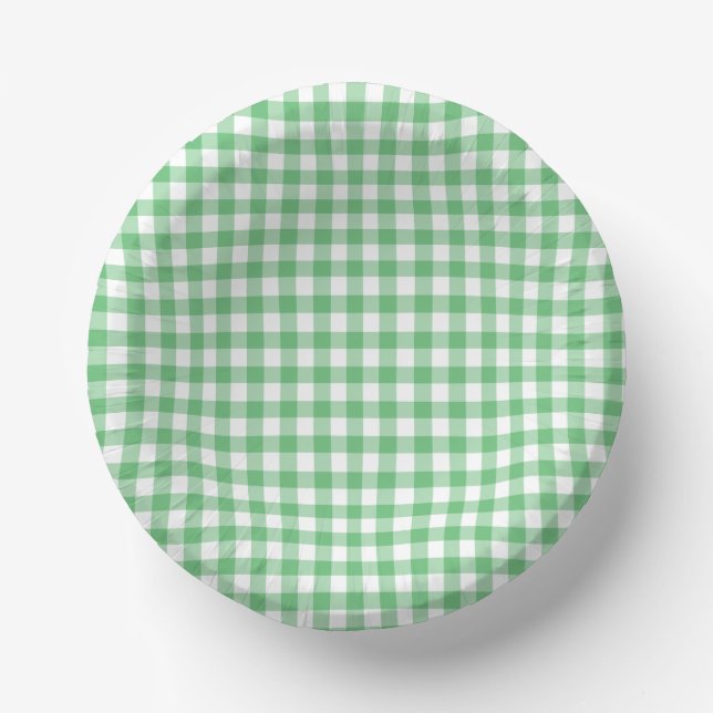 Classic Gingham Summer Green Pappteller (Vorderseite)
