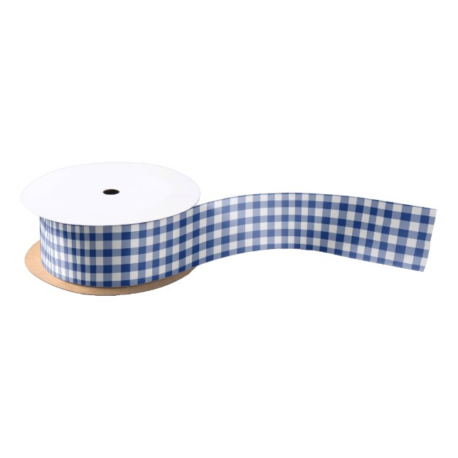 Classic Gingham True Blue Satinband (Spule)
