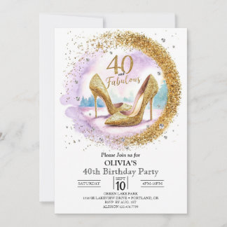 Classic Glam Digital Gold 40. Geburtstag Einladung