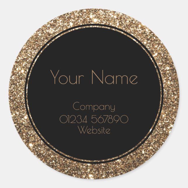 Classic Glamour Gatsby Black and Gold Glitzer Runder Aufkleber (Vorderseite)