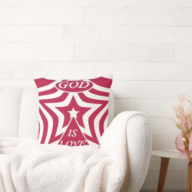 Classic God is Liebe Star Red & White - Christlich Kissen (Liege)