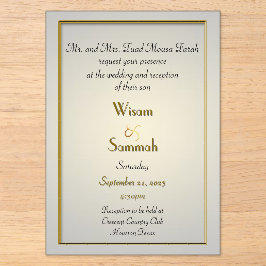 Classic Gold Akryllische Hochzeitseinladung Acryleinladungen