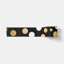 Classic Gold Akzentuiert Schwarz und Weiß Polka Do Satinband
