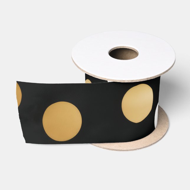 Classic Gold Akzentuiert Schwarz und Weiß Polka Do Satinband (Spule)