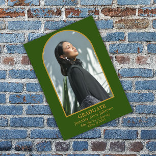 Classic Gold Arch Green Foto Abschluss Einladung