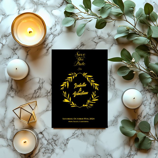 Classic Gold & Black Diamond Save the Date Hochzei Einladung (Von Creator hochgeladen)