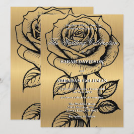 Classic Gold Black Rose Hochzeitseinladungen Einladung