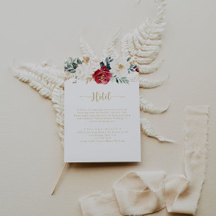 Classic Gold Burgund White Floral Hotel Begleitkarte